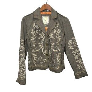 Paparazzi by Biz Jacket Embroidered, Fringed And Studded Plaid Size Medium